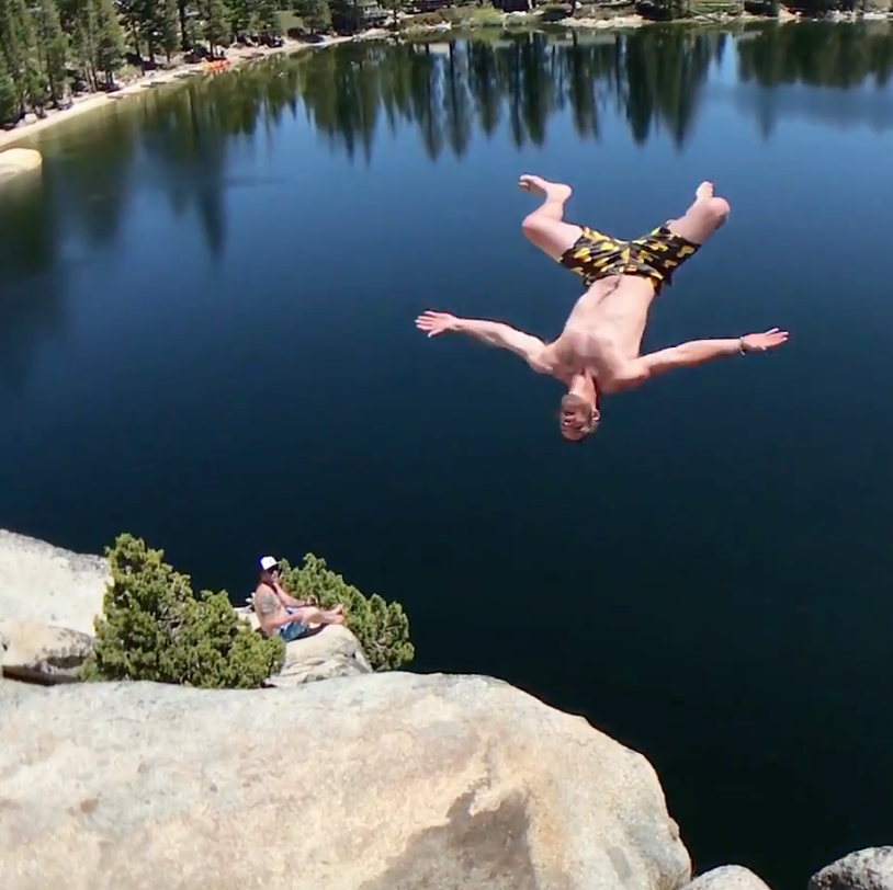 100 foot rock jumping in our Summer 2018 Collection