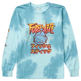 FORTNITE FISH STICK LONG SLEEVE TEE - TEAL TIE DYE