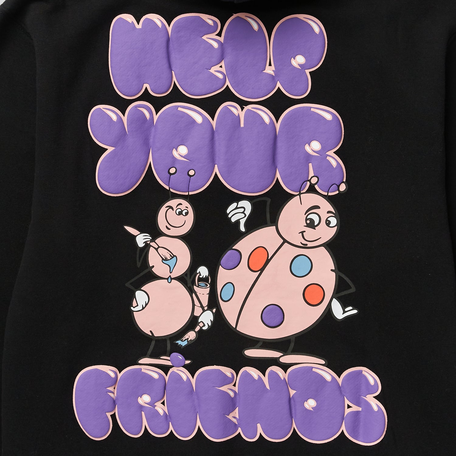 HELP YOUR FRIENDS PULLOVER HOODIE - BLACK
