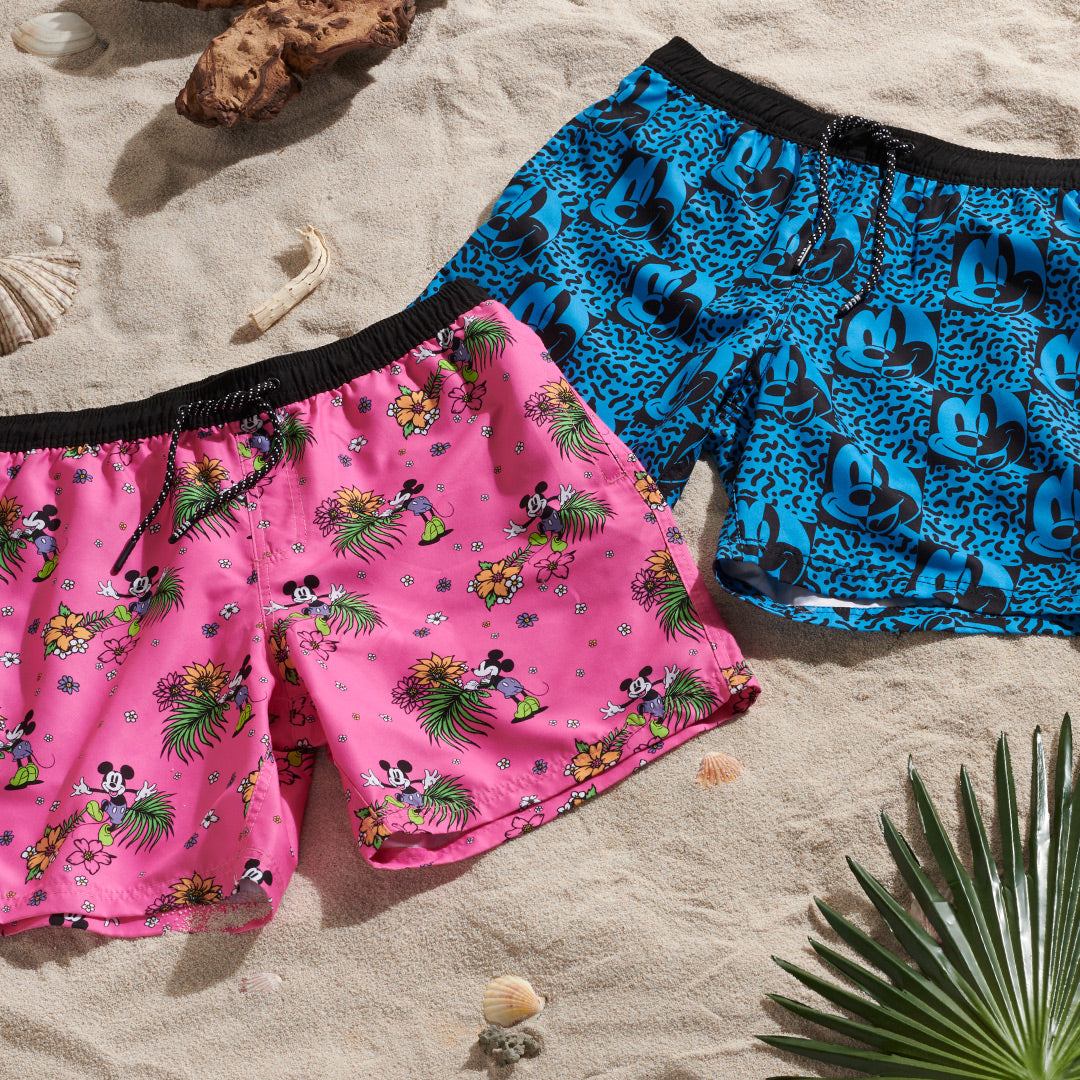 MICKEY MOUSE VINTAGE SQUIG 17" HOT TUB VOLLEY SHORT - BLUE