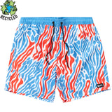 LEOPARD PEBBLE 17" HOT TUB VOLLEY SHORTS - BLUE/RED