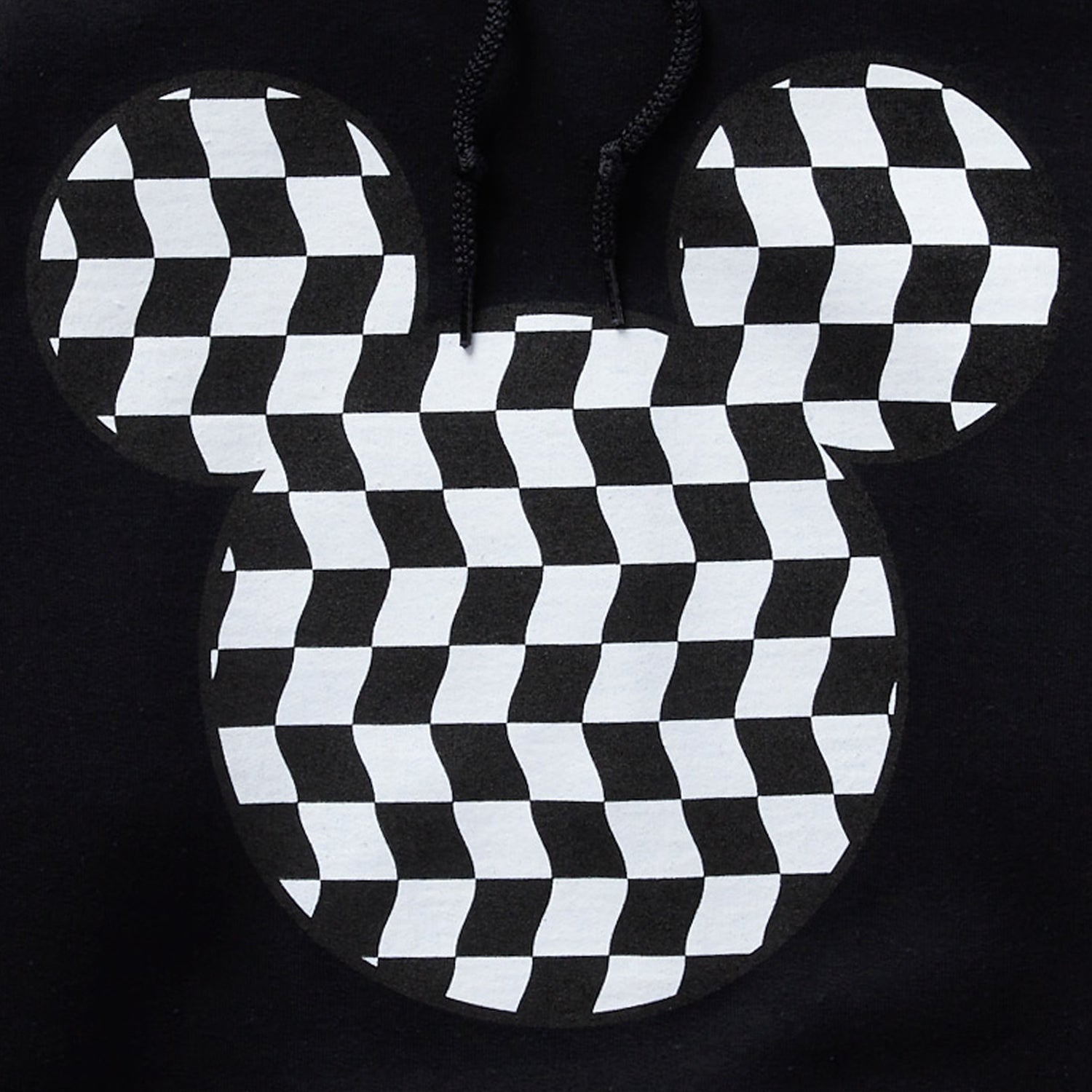 MICKEY MOUSE CHECKERED HEAD PULLOVER HOODIE - BLACK