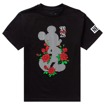 MICKEY MOUSE ROSE WRAP TEE - BLACK