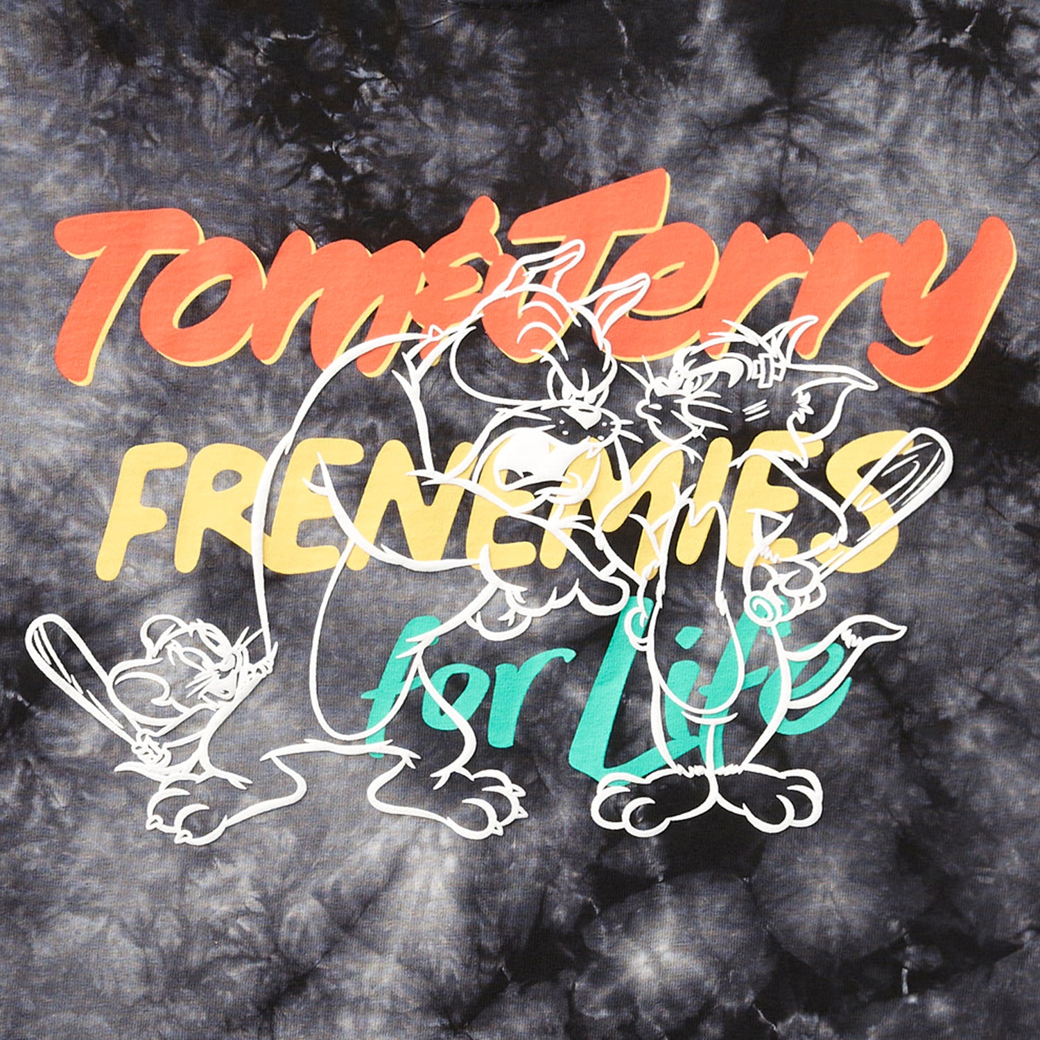 TOM & JERRY FRENEMIES TEE - BLACK TIE DYE