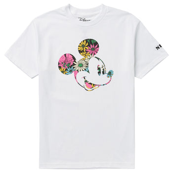 MICKEY MOUSE FACE FLOWERS TEE - WHITE