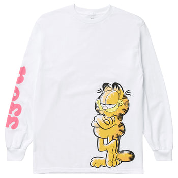 GARFIELD POSTED UP LONG SLEEVE TEE - WHITE