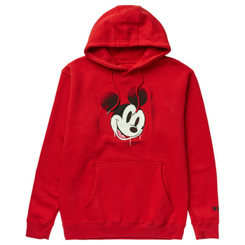 STENCIL MICKEY MOUSE PULLOVER HOODIE - RED
