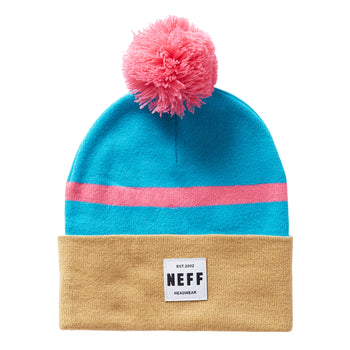 LAWRENCE STRIPE POM BEANIE - TEAL