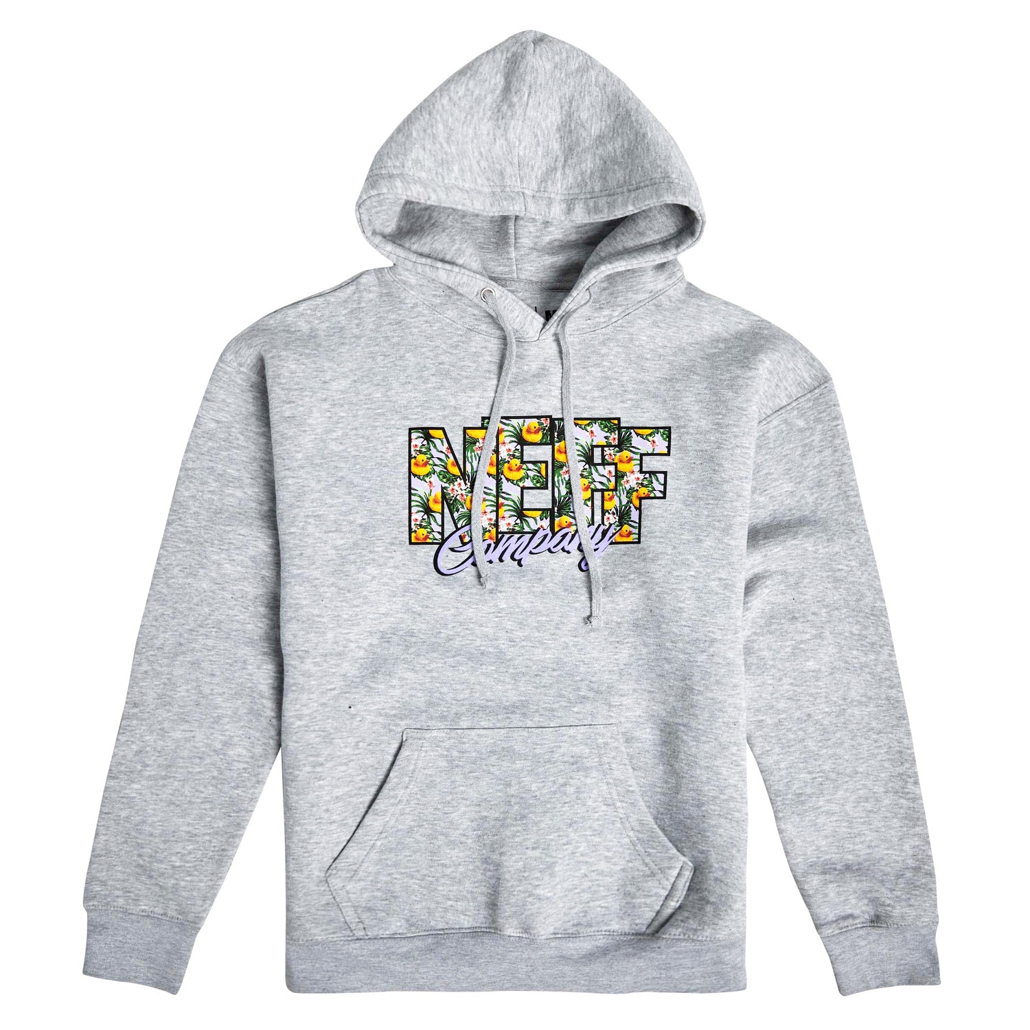 STACK FLORAL DUCKY PULLOVER HOODIE - HEATHER GREY